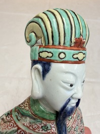 A rare Chinese wucai figure of a dignitary, late Ming/Transitional period