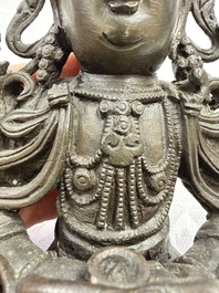 A Chinese bronze figure of Bodhisattva, Ming