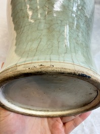 A Chinese celadon crackle-glazed vase and a lavender-blue crackle-glazed vase, 18/19th C.