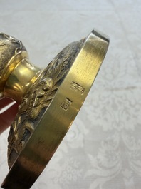A pair of Chinese gilt-silver 'Dragon' tazzas, Heng Lai 恒來 marks, 19/20th C.