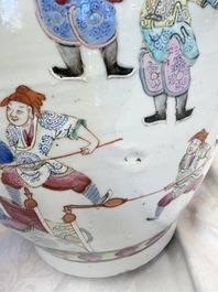 A Chinese famille rose 'Warriors' vase, Xuande mark, 19th C.
