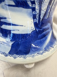 A Chinese blue and white 'Yenyen' vase with figures in a mountainous landscape, Kangxi