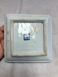 A set of five Chinese wucai Ko-Sometsuke square 'Crane' dishes for the Japanese market, with a tomobako, Tianqi