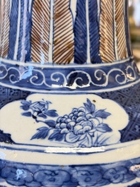 A Chinese blue, white and copper-red 'Deer' vase, 19th C.