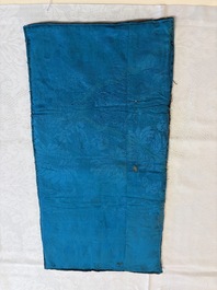 A pair of Chinese embroidered silk 'Civil Ninth-Rank' badges and a pair of kesi 'Civil Fifth-Rank' badges, Qing