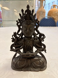 A Chinese bronze figure of Bodhisattva, Ming