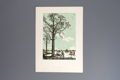 'Gravures sur Bois de la Chine Nouvelle': 40 woodcuts, dated 1956, and 'Baishi Lao Ren Hua Ce': 7 woodblock prints after Qi Baishi, Rong Bao Zhai 荣宝斋 studio, 20th C.