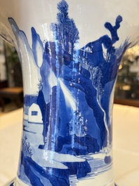A Chinese blue and white 'Yenyen' vase with figures in a mountainous landscape, Kangxi