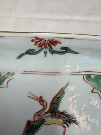 A set of five Chinese wucai Ko-Sometsuke square 'Crane' dishes for the Japanese market, with a tomobako, Tianqi