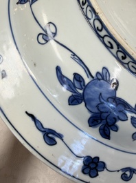 A Chinese blue and white 'Grape' dish, Jiajing