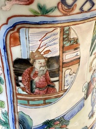 A Chinese Canton famille rose vase with narrative design, 19th C.