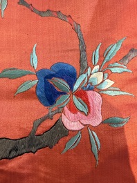 A large and fine Chinese embroidered silk 'Xi Wang Mu and Immortals' panel, 19th C.