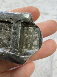 Two Chinese silver "Pai Fang 牌坊" sycee ingots, Yunnan mint, Zhang Tongchang 張同昌 and Chen Yuanchang 陳元昌 marks, 19th C.