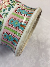 A Chinese Canton famille rose vase with narrative design, 19th C.