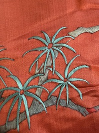 A large and fine Chinese embroidered silk 'Xi Wang Mu and Immortals' panel, 19th C.