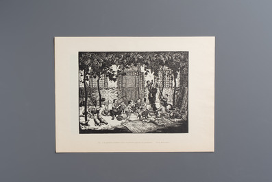 'Gravures sur Bois de la Chine Nouvelle': 40 woodcuts, dated 1956, and 'Baishi Lao Ren Hua Ce': 7 woodblock prints after Qi Baishi, Rong Bao Zhai 荣宝斋 studio, 20th C.