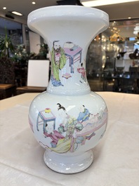 A fine Chinese famille rose vase with figural design, Yongzheng