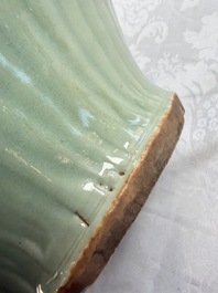 A fine large Chinese Longquan celadon 'Floral' jar, Ming