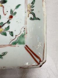 A set of five Chinese wucai Ko-Sometsuke square 'Crane' dishes for the Japanese market, with a tomobako, Tianqi