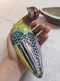 A rare Chinese famille rose hen pheasant tureen and cover, Qianlong
