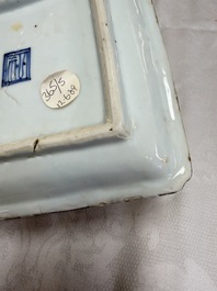A set of five Chinese wucai Ko-Sometsuke square 'Crane' dishes for the Japanese market, with a tomobako, Tianqi