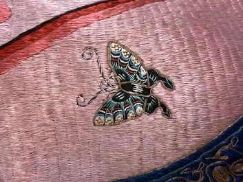 A large and fine Chinese embroidered silk 'Xi Wang Mu and Immortals' panel, 19th C.