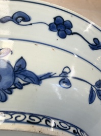 A Chinese blue and white 'Grape' dish, Jiajing