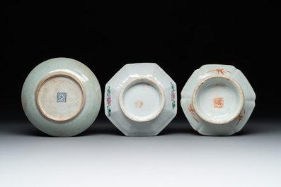 Nine Chinese famille rose wares, 19/20th C.