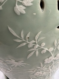A Chinese slib-decorated celadon-ground garden seat, 19th C.