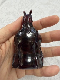 A rare complete set of 12 Chinese cherry amber 'Zodiac' figures on wooden stands, Qianlong mark, Republic