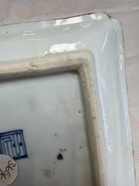 A set of five Chinese wucai Ko-Sometsuke square 'Crane' dishes for the Japanese market, with a tomobako, Tianqi
