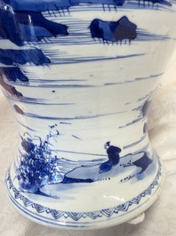 A Chinese blue and white 'Yenyen' vase with figures in a mountainous landscape, Kangxi