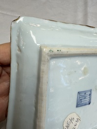 A set of five Chinese wucai Ko-Sometsuke square 'Crane' dishes for the Japanese market, with a tomobako, Tianqi