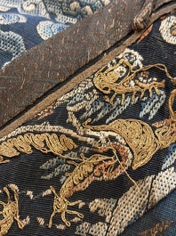 A Chinese silk blue-ground summer gauze 'Dragons' robe, 19th C.