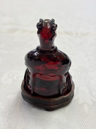 A rare complete set of 12 Chinese cherry amber 'Zodiac' figures on wooden stands, Qianlong mark, Republic