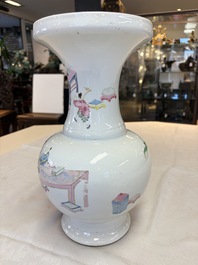 A fine Chinese famille rose vase with figural design, Yongzheng