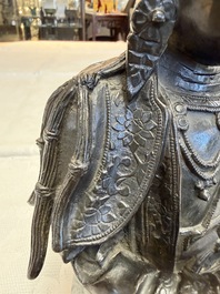 A fine Chinese bronze figure of Bodhisattva holding a ruyi, Ming