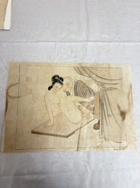 Chinese school: 11 erotic paintings, ink and colour on paper, dated 1904