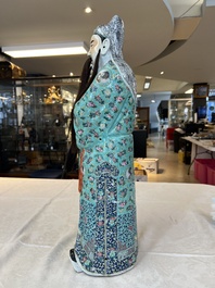 A large Chinese famille rose figure of Fu Xing, Zhu Mao Ji Zao 朱茂記造 mark, Republic