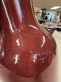 A Chinese monochrome sang-de-boeuf vase, 19th C.