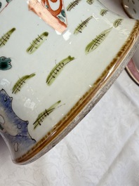 A pair of Chinese famille rose 'Phoenixes among Flowering Branches' vases and covers, 20th C.