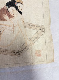 Chinese school: 11 erotic paintings, ink and colour on paper, dated 1904