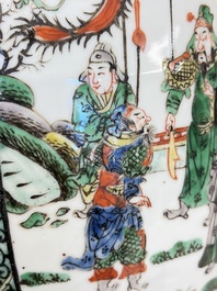 A Chinese famille verte jar and cover with narrative design, 19th C.