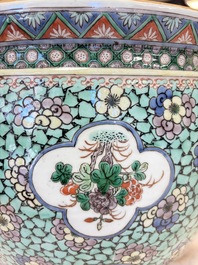 A Chinese famille verte 'Phoenix and Mountainous Landscape' jardini&egrave;re, 19th C.