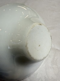 A pair of Chinese inscribed blue and white 'Clouds' tea bowls, covers and stands, Guangxu mark and of the period