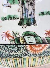 A Chinese famille verte jar and cover with narrative design, 19th C.