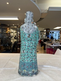 A large Chinese famille rose figure of Fu Xing, Zhu Mao Ji Zao 朱茂記造 mark, Republic