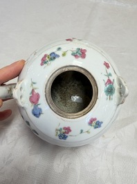 A Chinese famille rose teapot and two covered boxes, Republic