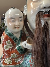 A large Chinese famille rose figure of Fu Xing, Zhu Mao Ji Zao 朱茂記造 mark, Republic