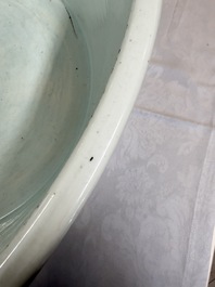 A massive Chinese blue and white 'Buddhist lotus scroll' circular basin, Kangxi